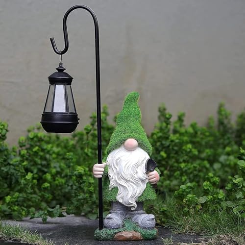 Gartenzwerg Wetterfest Figur mit Solar Laterne – Lustig Figur Zwerg Gartenzwerg Gartenwichtel Groß Deko Zwerg, Gartenfiguren aus Harz Wasserfest Gartenwichtel Garten Deko für Außen Gartenleuchte Balk