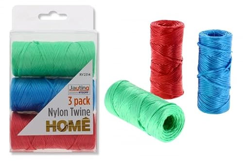 3-Pack Coloured Jute Twine String - Durable Eco-Friendly Garden Craft Cord for Baking Wrapping Binding Packing Floristry Gardening Gifts DIY Crafts Baler String Reel Heavy Duty Strong Multipurpose
