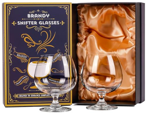 22oz Large Brandy Snifter Glasses Set of 2,Lead-Free Crystal Cognac Glasses with Gift Box - Premium Short Stem Drinkware for Brandy，Whiskey, Bourbon, Scotch, Rum, Armagnac, Restaurants & Party Gifts