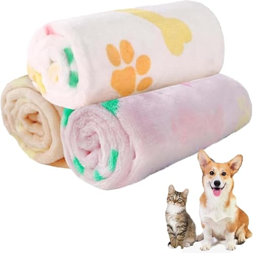 MXHBSTP 3 Pcs Cat Blanket, Cat Blankets For Indoor Cats, Puppy Blanket, Suitable for Small Dogs and Cats, Comfortable Blankets for Cold Weather, After Bathing, Car Seats and Furniture Protection