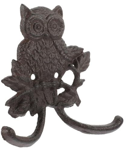 MOTHNUR Vintage Eulen Wandhaken aus Gusseisen Stabiler Metallhaken zum Aufhängen von Kleidung und Schlüsseln Rustikaler Garderobenhaken für Flur und Badezimmer