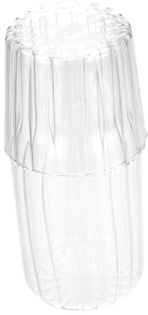 LOORGVEL Caraffa Raffredda Acqua in Vetro Borosilicato Resistente con Tazza Trasparente e Coperchio per Bevande Fredde Latte Tè e Party per Uso Domestico e Picnic