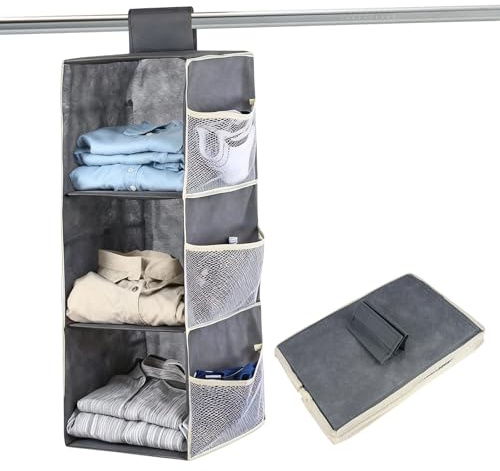 Zykra Hängeaufbewahrung Schrank Organizer mit 3 Fächern, Grau