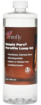 Firefly Fuel Premium Liquid Paraffin Lamp Oil for Indoor Use 32 oz - Indoor Smokeless Odorless Paraffin Oil Fuel for Lamps, Lanterns, Candles, Long-Lasting Clean Burn, Kosher