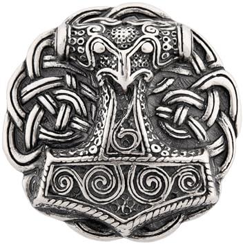 Battle-Merchant Gürtelschnalle - Thorshammer aus Schonen - Wikinger - Thor - Odin - Hammer Farbe Silber