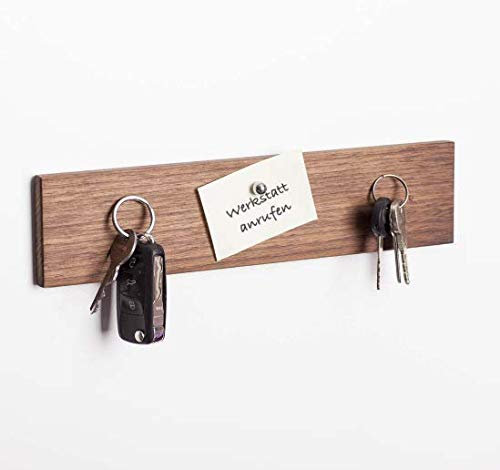 WOODS Schlüsselbrett Holz magnetisch I Schlüsselablage I magnetische Messerleiste I Wanddekoration aus Holz handgefertigt in Bayern I Schlüssel Aufhänger Home I Schlüsselhalter (Nussbaum, 30 cm)