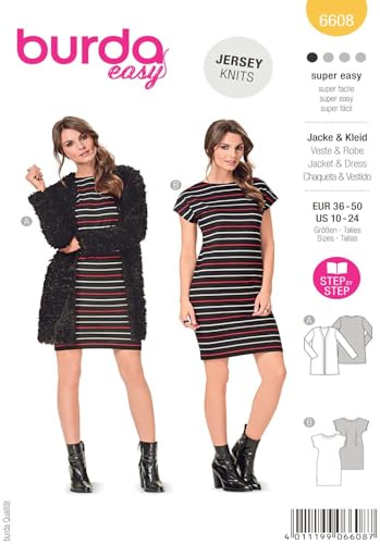 Burda B6608 Jacket and Dress White Paper Sewing Pattern (19 x 13 x 1 cm) [English Language Not