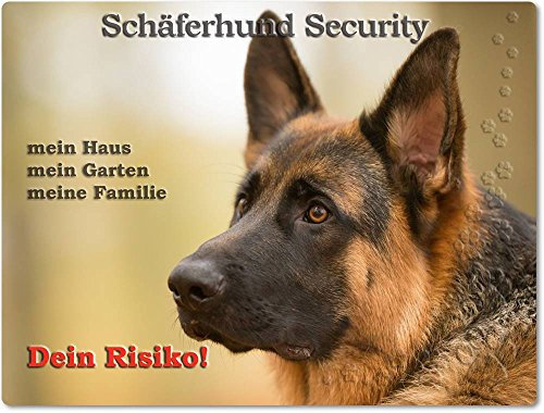 Warnschild - Schild aus Aluminium 20x30cm - Motiv: Schäferhund Security (03)