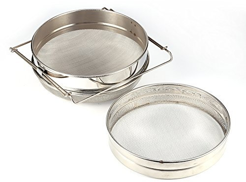 Ausla Edelstahl Honigsieb, Doppeltes Honigsieb, Honigfiltersieb, Edelstahl-Doppelsieb, Bienenzucht Ausrüstung Werkzeuge