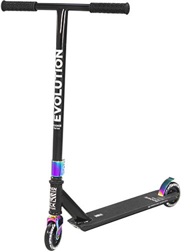 Trottinette Freestyle Evolution Rookie 100mm RAVEN Rookie Adulte Enfant Noir/Neo Chrome Mixte Stunt Scooter Robuste Kickscooter