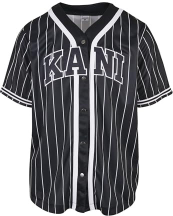 Karl Kani Herren KM221-115-1 Serif Pinstripe Baseball Shirt Black, XXL