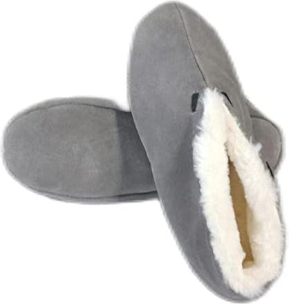 MaxW Winter Hausschuhe für Damen und Herren Plüsch Bettschuhe Weiche Warme Spanische Leder Hausschuhe Kuhfell Mokassins Graue 41