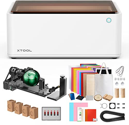 xTool M1 10W Compact 3-in-1 Engraver with RA2 Pro Rotary for All Crafts, Higher Accuracy & Smarter 16MP Auto-Focus, Create Customized Wood/Metal/Paper/Acrylic/Iron-on/Vinyl, Home Decor & More