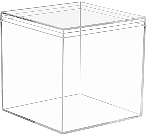 1 Pezzi Scatola Portaoggetti in Plastica Acrilica Trasparente Custodia per Espositore Cubo Quadrato con Coperchio Adatto per Conservare Caramelle, Piccoli Accessori, Cosmetici,15cm
