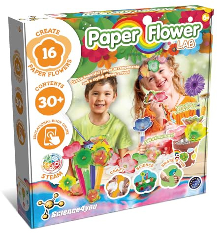 Science4you Fabrique de Fleurs en Papier pour les Enfants 6+ Ans – Fabriquez vos propres Fleurs en Papier, Jouet Créatif Combinant Art et Artisanat, Kit de Science, Cadeau pour Enfants 6 7 8 9+ Ans