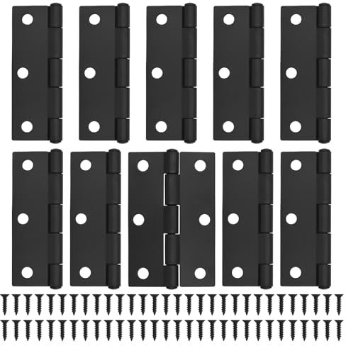 JJWNMLL Bisagras de puerta 10 piezas-75mm(3 inch) Armario Puerta Bisagras de plata con de Tornillos interior para el hogar Muebles de madera Bisagra de la puerta (negra, 75x48mm/3 Inch - 10pcs)