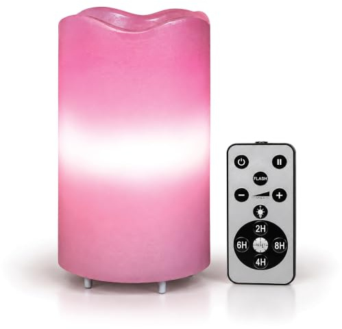 St Helens Home and Garden Flameless Artificial Candle with Pink Heart Projector Lights with Timer Remote Control, Battey or USB Powered for Use in Home Decoration, Festive and Night Light
