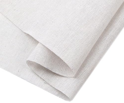 Tessuto di lino naturale, 100 cm x 150 cm, al metro, tessuto decorativo in cotone e lino, per fai da te, decorazione tovaglia, colore bianco