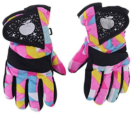 Mllepjdh Guanti da sci per bambini, guanti da sci e pattinaggio, caldi guanti da moto per bambini con polso esteso 3-7 anni