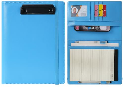 Wonderpool A5 Konstläder Urklipp Partfolio recept pärm anteckningsblock formulärhållare dokumentfodral – intervju planerare möte skrift Padfolio fil för kontor resa skola (Himmelsblå, A5)