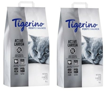 Tigerino Performance Active Carbon Katzenstreu | Babypuderduft (2x14L)