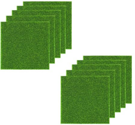 MYLERCT Erba Sintetica 15x15 cm, 10 Pezzi, 5mm Spessore, Prato per Esterno, Decorazione Paesaggistica per Patio