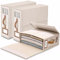 SwartLife Organizador de Ropa de Cama de Lino - Pack de 3 Plegable, Transpirable con Ventana Transparente y Etiqueta para Sabanas, Edredones y Toallas- lino