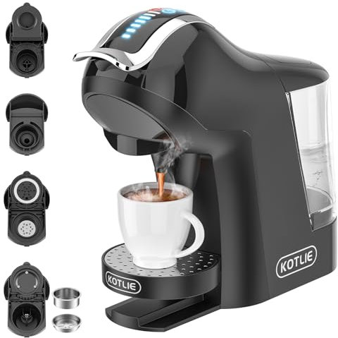 KOTLIE 19Bar Cafetera Espresso de Cápsulas Multifunción para Nespresso/Dolce Gusto/LAV*ZZA MIO y Cápsulas de Café Molido/ESE EM-308A
