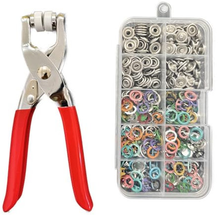 Jrifedptry Kit di pinze per occhielli Kit di punzonatura Il kit di fissaggio a scatto Kit di strumenti per occhielli