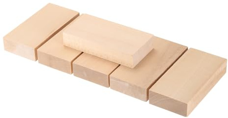 sourcing map 6 tasselli rettangolari in legno di tiglio, 10 x 5 x 2 cm, per fai da te, decorazioni artistiche, lavori artigianali, intagliati a mano