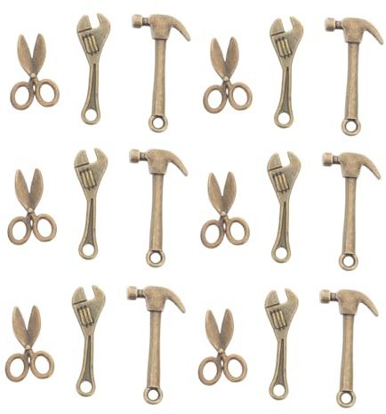 GARIOUANS 10 Juegos Miniatura Herramientas de Aleación Resistentes para Casas de Muñecas Kit Compacto para Manualidades DIY Decoración Realista con Martillo Llave y Tijeras para Modelismo