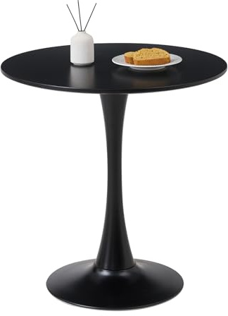 JZGORC Moderner Runder Esstisch, 70 cm Runder Esstisch, Geeignet für 2–4 Personen, Geeignet für Wohnzimmer, Esszimmer, Küche, Café – Schwarz