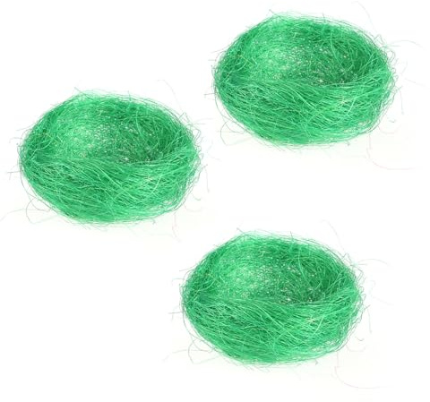 YARNOW 3 Pezzi Nido Artificiale Pasquale in Verde, Set da 3 Pezzi, Decorazione per Feste e Contenitore per Uova di Pasqua e Caramelle, Accessorio per Ambienti Domestici e