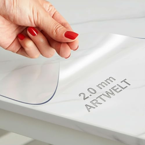 Artwelt Tischdecke Transparent Tischfolie 2.0mm Glasklar Folie Tischschutz Wasserdicht Abwaschbar Polyvinylchloride Folie Wunschmaß Fettdicht Tischschutzfolie (180cm X 100cm)