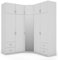 e-Meblast - 3-teilige Eckschrank - 189x240x54 cm - Mit Spiegel - Schlafzimmer, Wohnzimmer Eck Ecke Eckeschrank - 20 Einlegeböden - 4 Schubladen - 3 Kleiderstange - Schrank - PVC-Kante - Weiß/Weiß