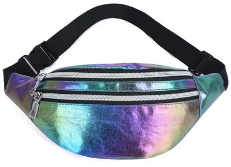 Bauchtasche Mode Damen,Holographische Fanny Pack wasserdichte Neon-Reise-Gürteltasche Bauchtasche Damen,Verstellbarer Gurt Hüfttasche für Runing, Wanderung und Outdoor-Aktivitäten (farbig)
