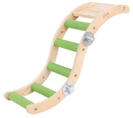 ZONADAH Bird Wooden Ladder 32cm Parrot Hamster Climbing Bridge Bird Perch Wood Parrot Chew Ladder Birds Swing Scratcher Perch for Parrot Guinea Pig Green