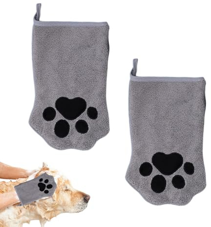 1 paire de gants de toilette pour animaux de compagnie - Gants de bain en microfibre - Pour sécher la fourrure de chien ou de chat le bain