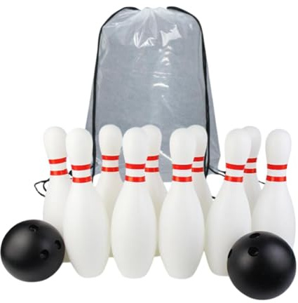 Gralara Set da Bowling per Bambini, Gioco Educativo da Bowling per Famiglie, 10 Birilli E 2 Palline, Gioco Sportivo All'aperto per attività in Cortile, Pa, 22 Cm