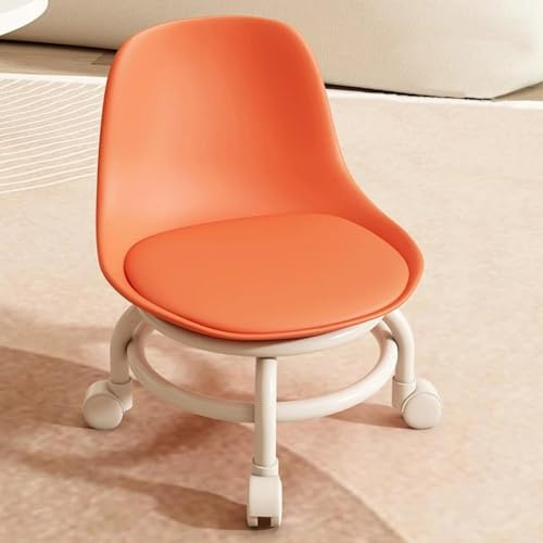 Virzen Low Rolling Stool, Portable Mini Shoe Stool, Small Roller Stools with Wheels and Back Support, Comfortable Strong Elegant Suitable for Home, Office Or Garage with backrest(Orange off)