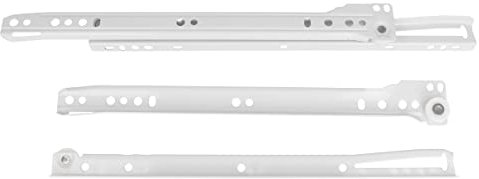 Amig - Juego de 2 Guías Correderas Metálicas con ruedas - Rieles para Cajones de Muebles, Cajoneras o Armarios - Acero - Color Blanco - Resistencia de carga: 18 Kg/Par - Medidas: 400 mm