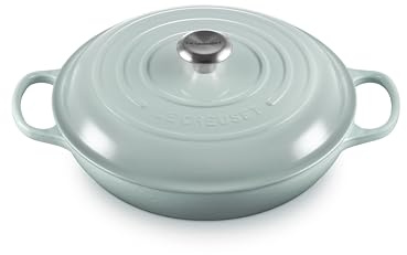 Le Creuset Signature Enamelled Cast Iron Shallow Casserole Dish With Lid, 30 cm, 3.2 Litres, Sea Salt