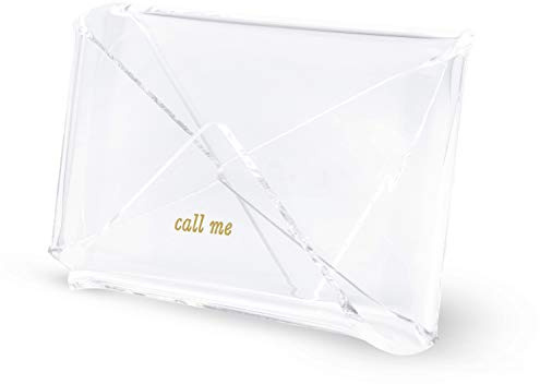 kate spade new york Business Card Holder for Women, Stylish Clear Acrylic Business Card Organizer for Desktop, Call Me