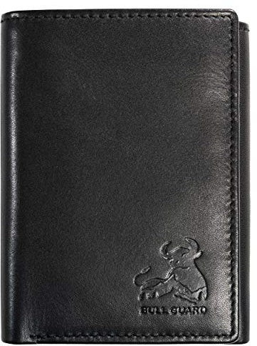 BULL GUARD Genuine Nappa Leather Trifold Wallet for Men RFID and ID Window