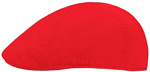Stetson Texas Cotton Flat Cap with UV Protection 40+ - Cotton Peaked Ivy Cap - Solid-Color Cap for Spring/Summer red XL (60-61 cm)