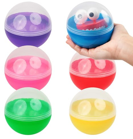 Capsule Vending Machine Translucent Round Capsules Empty 14 pcs 3.9 inch - Gumball Machine Capsules Easter Basket Stuffers Birthday Gifts - DIY Craft Supplies Claw Machine Refills in Bulk