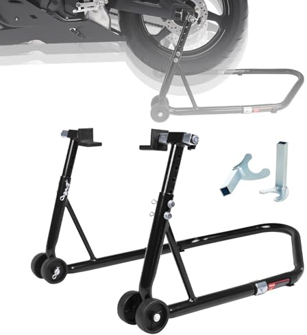 Donext Motorcycle Stand 850LB Adjustable Sport Bike Rear Wheel Lift Swingarm Paddock Stands Black, 5 Adjustable Heights, U+L