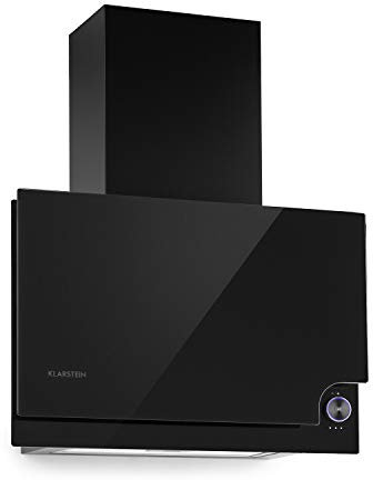 KLARSTEIN Amelia - hotte aspirante, hotte tête libre, design plat, 123 W, 586 m³ / h, éclairage LED: 3 W, 3 vitesses, commande rotative tactile éclairée, 60cm - noir