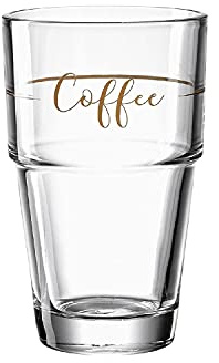 Leonardo Solo Latte-macchiato-glas, 1 styck, glasmugg med kaffetryck, diskmaskinssäkert kaffeglas med kaffemotiv, 410 ml. 043468