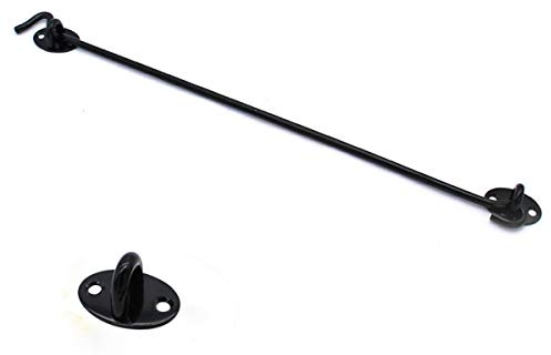 1Pcs Hook Thickened Stainless Steel Door and Window Hook Eye Privacy Hooks Door Stay Wind Hook 16 Inch for Gate Shutters Window Slide Barn Shed Patio Door -Black?400mm?